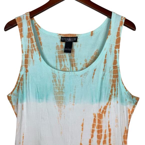The Pyramid Collection Tie Dye Maxi Dress Sleeveless Colorful Cotton Women's L - Picture 3 of 10